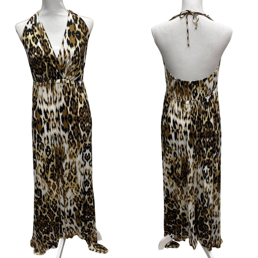 Seven7 Leopard Print Halter Style Maxi Dress Size 14/16